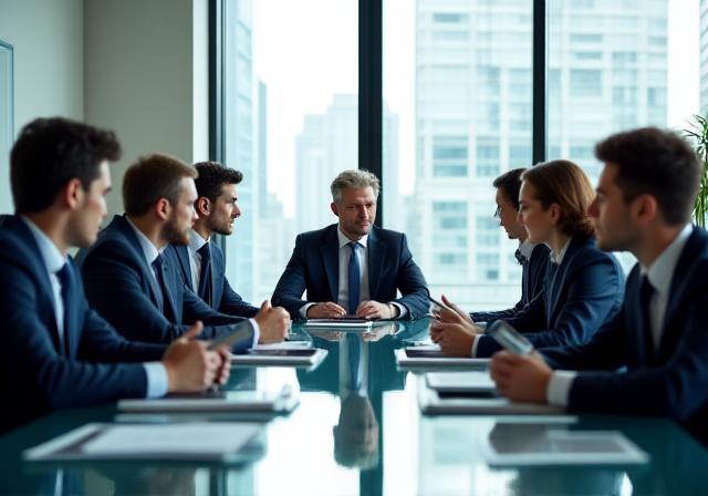 Team of consultants collaborating on a multi-stage business strategy in a modern London office