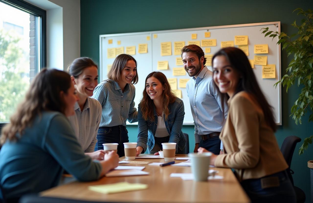 A diverse team of professionals engaged in a workshop